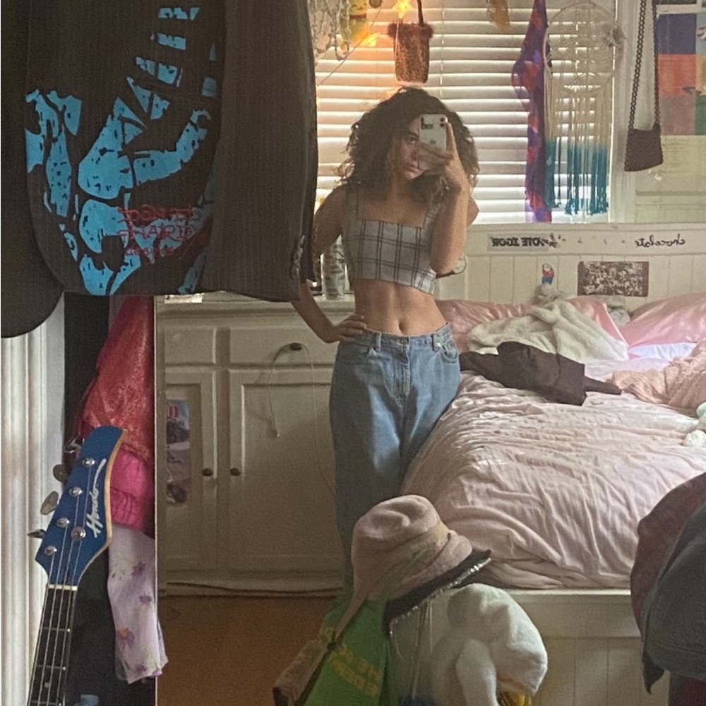 Sunday Best Plaid Crop Top - Black and White